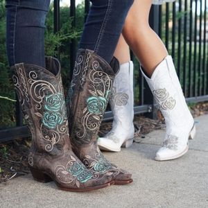 White Rose Inlayed Women's Cowgirl Boots (M50032)
